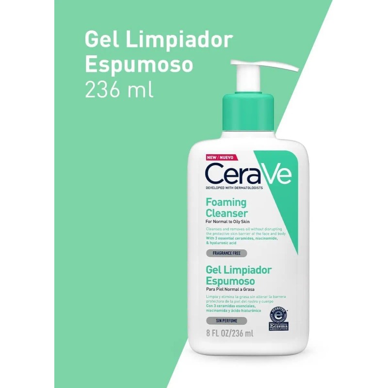 Gel Cerave Limpiador Espumoso Piel Normal A Grasa De 236