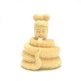 Kurita Buddhist Statue [Morotenjin] Ugajin Okina Statue Only (Total Height 3.3 inches (8.5 cm), Width 2.8 inches (7 cm), Depth 2.6 inches (6.5 cm)), Luxury Wood Carving in Cypress Wood 14707