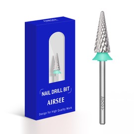 AIRSEE Tungsten Carbide Acrylic Tapered Nib Nail Drill Bit Efile Electric File Machine Head Tip for Manicure Polishing Art Remove Gel 3/32" 2 Way Professional Tech Tree Shaped Coarse-C