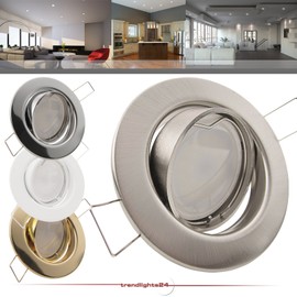 trendlights24 Decora LED Recessed Spotlight 230 V White Round Set of 5 1.5 W LED Spotlights GU10 Cool White Ceiling Recessed Ceiling Spotlights Swivelling