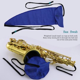 Sax/Saxophone Cleaning Cloth for Wind Instruments Maintenance Care Cleaning Kit, 1 Cleaning Cloth Swab,1 Mouthpieces Brush,(blue)