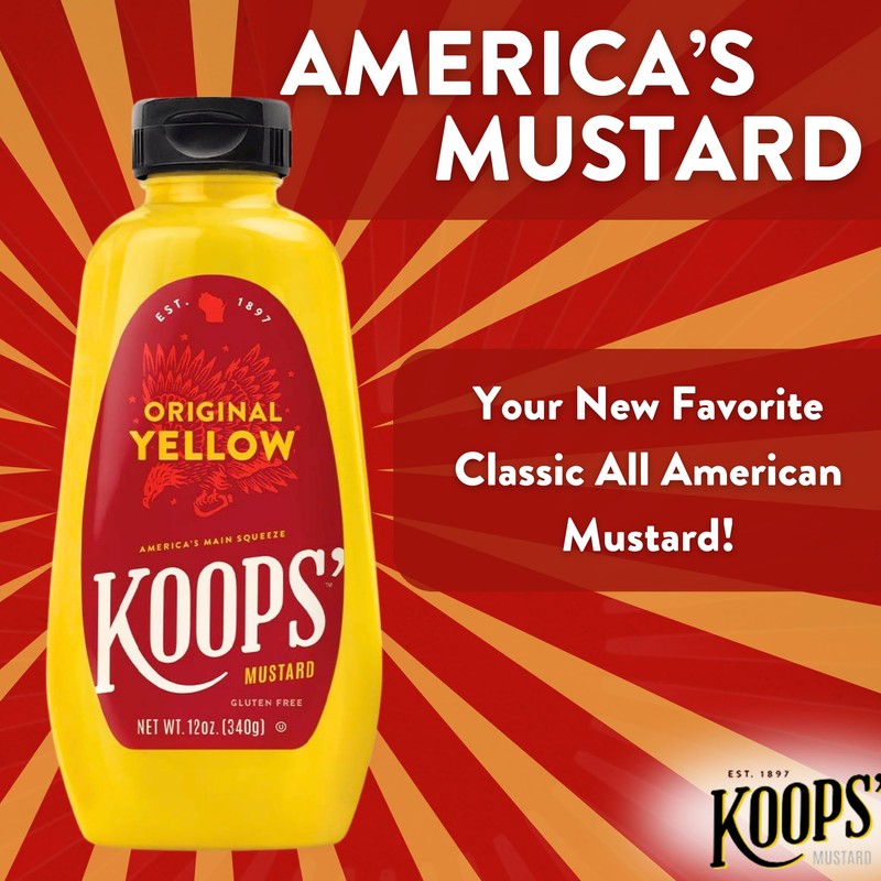 Koops' Original Yellow Mustard – Gourmet Mustard, Gluten-Free, Kosher, Made