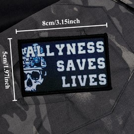 Allyness Saves Lives Skull Printed Hook & Loop Patch, Tactical Morale Badge Decorative Patch for Backpacks, Military Vests, Hats, Jackets