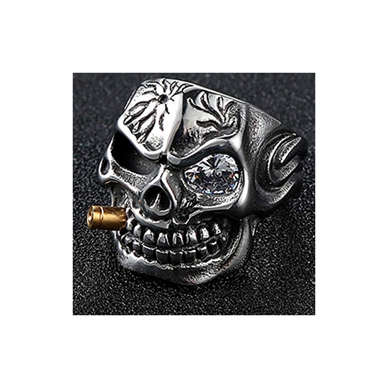 Vintage Stainless Steel Gothic Skull Smoking Bullet Biker Cocktail Party