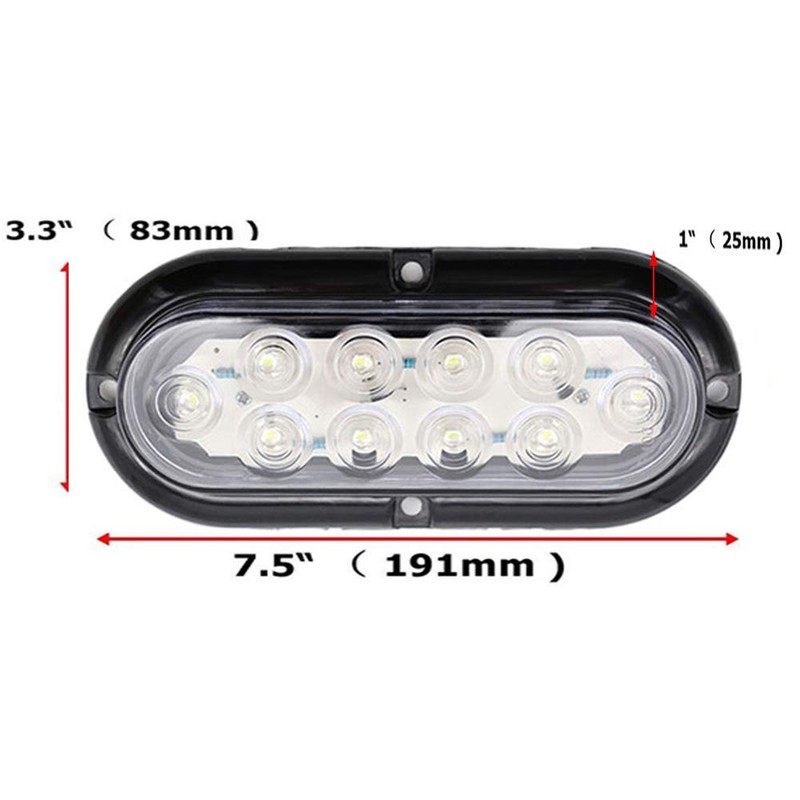 BlyilyB 6“ Oval White Color LED Trailer Truck Clear Reverse