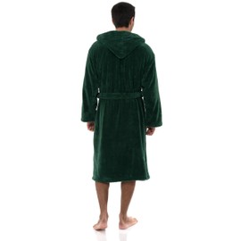 TowelSelections Men's Robe, Plush Fleece Hooded Spa Bathrobe Large/X-Large Foliage Green