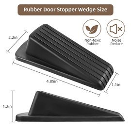 JZWBLILY Door Stoppers for Bottom of Door on Floor, Premium Rubber Door Stopper Wedge, Floor Sturdy Stackable Door Stops for Carpet Heavy Duty Door, Door Gaps (Black, 4 Pack)