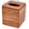 NIRMAN Acacia Wood Square Tissue Box with Slide-Out Bottom for