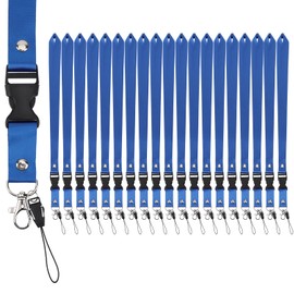 Segus Lanyard with Carabiner, Pack of 20 Lanyard Long, Key Chain Strap Made of Imitation Nylon, Lanyards Blue for School, Hospitals, Factories, Office Accessories