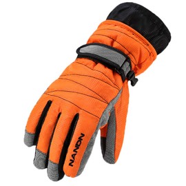 vannawong Men Winter Motorcycle Ski Snow Gloves Waterproof Windproof Fleece Warm Mitten Orange L