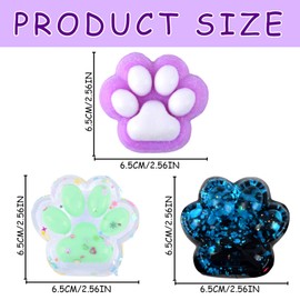 AWAVM Pack of 3 Taba Squishy, Squishy Cat Paw, Anti-Stress Taba Squishy Paw, Cat Paw Squeeze Toy, Cat Paw Squeeze Toy with Balls, Funny, Anti-Stress and Anxiety Relief (Random Colour)