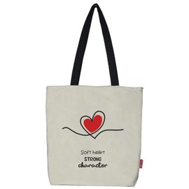 hello-bags. Canvas shopping bag. Exterior: 100% cotton. Includes zip, lining and inner pocket. Packaged in a KRAFT gift envelope. Model: "SOFTHEART". Colour: ecru/black., Ecru, Contemporary