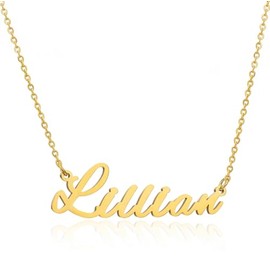 Zotair Name Necklaces made from tarnish free stainless steel (Lillian (Gold))