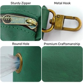 HIFA Genuine Leather Dog Leash Poop Bag Holder - Soft Touch Rustic Leather, Metal Clips, Easy Access to Pet Waste Bags - Dog Poop Dispenser for Outdoor Walking