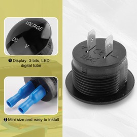 Aswalling Universal Digital Monitor Voltmeter Waterproof Voltage Meter LED blue for DC 12V-24V Car Motorcycle Auto Truck