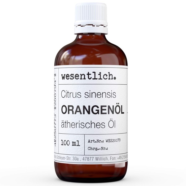 wesentlich. Orange Pure Essential Oil, 100% Natural, Glass Bottle, 100 ml