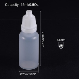 sourcing map 100pcs 5.5mm 304 Stainless Steel Balls with 10pcs 15ml PE Dropper Bottles for Model Paint