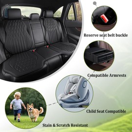 XDJFJMJTJT Full Seat Covers for Honda Accord 2007-2025, Breathable Leather Car Seat Cushion (5 Seat Full Set. Black)