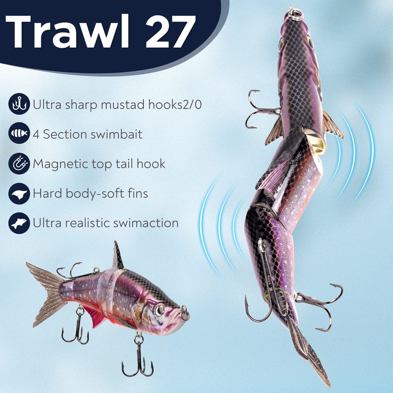 FISHN® TRAWL27 - XL Swimbait, Magnetic Top Hook System, Diving