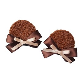 WBANGIAO 1 Pair Handmade Faux Round Bear Ears Hair Clip Sweet Bowknot Animal Hairpins Anime Cosplay Barrettes, Chocolate