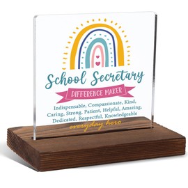 School Secretary Appreciation Gift, Inspirational Difference Maker Gift for School Secretary, Thank You Gifts for School Staff, 4x4 Inch Acrylic Plaque,HSJ79