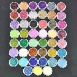 Beauties Factory 45 Colors Nail Art Glitters Shiny Fine Powder Dusts Decoration Decals for UV Gel Tips Acrylic Nails