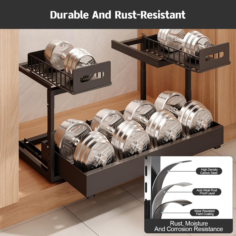 Buwico Expandable under cabinet organizer, 2-Tier under sink organizer with