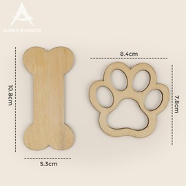 ANNASAMDO Pack of 30 Natural Wooden Discs, Untreated Wood Blank Dog Bone Dog Paw Shape Unfinished Wooden Signs for DIY Crafts Painting Wedding Easter Party Christmas Hanging Decoration