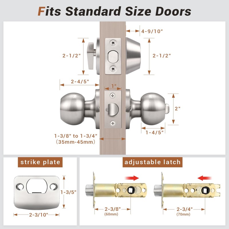 Knobonly 6 Set Keyed Same Entry Door Knob with Single