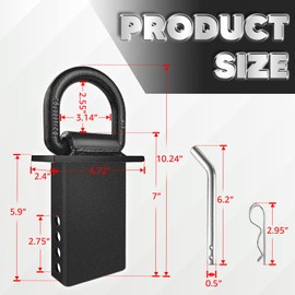 VONLX Stake Pocket D Rings 4Pcs 18000lbs Heavy Duty Removable D-Ring Stake Pocket Tie Down for Utility Trailers and Flatbeds with Hitch Pin, Removable Tie Down Utility for Flatbed Cargo Trucks, Black