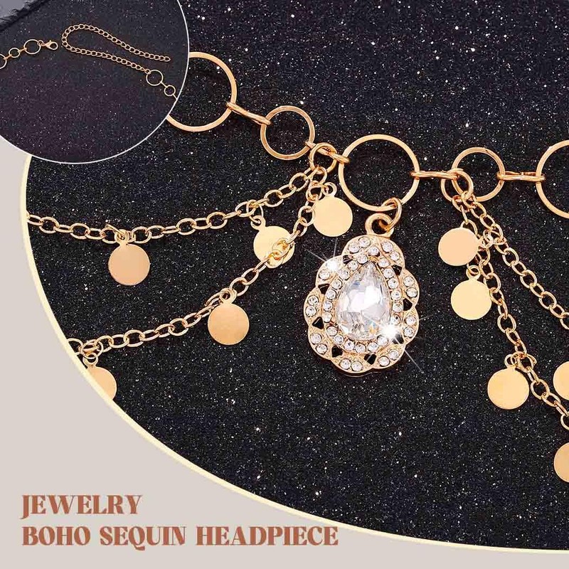 Sixexey Boho Sequin Head Chain Egyptian Gold Headpiece for Women