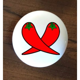 White RED CHILI PEPPER WHITE CERAMIC KITCHEN CABINET DRESSER KNOB DECOR