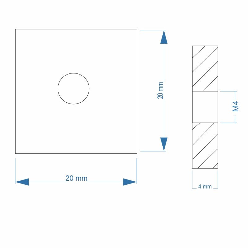 Slot Nut | Threaded Plate 20 x 20 x 4