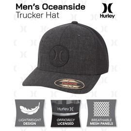 Hurley - Gorra ajustable Oceanside Flex para hombre, Negro -, Large-X-Large