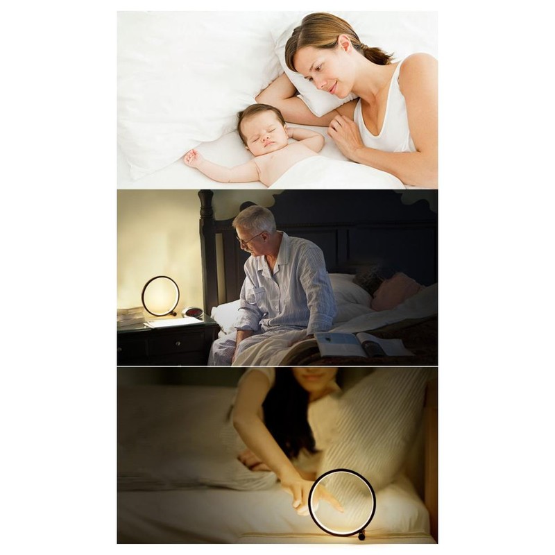 25CM Circular LED Bedroom Table Lamp Dimmable Round Decorative Night