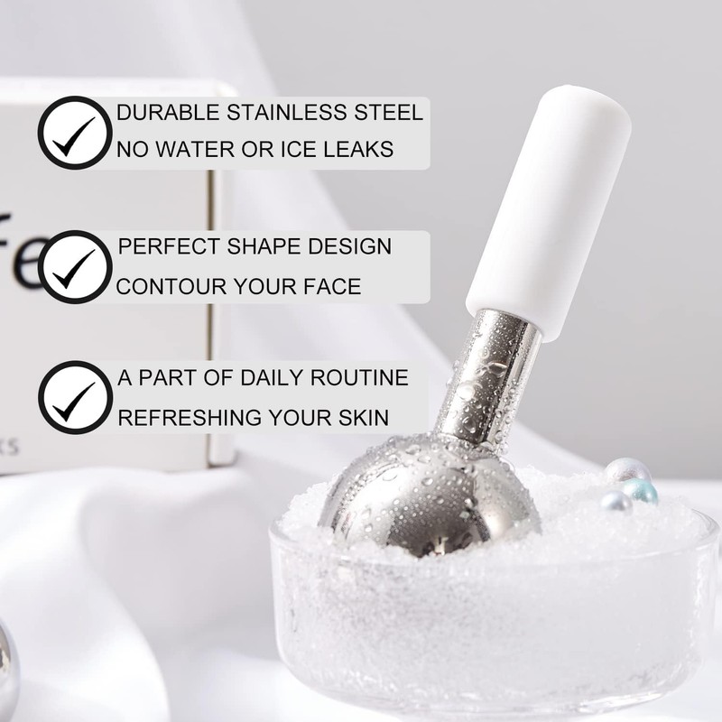 Stainless Steel Ice Roller Beauty Massager, 5 cm Dual Facial