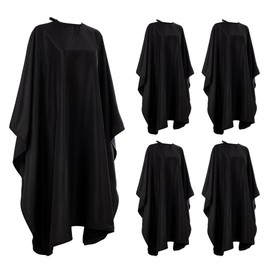 Barber Cape 63"x57" Hair Salon Capes Professional Hair Cutting Cape Black Waterproof Haircut Cape with Adjustable Snaps 5Pack