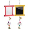 Yardwe Bird Cage Toys 2Pcs Hanging Mirror Toys with Bells