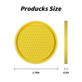 KAQISI Car Cup Holder Coaster, 4PCS 2.75 Inch Diameter Non-Slip Universal Insert Coaster, Durable, Suitable for Most Car Interior, Car Accessory for Women and Men (Yellow)