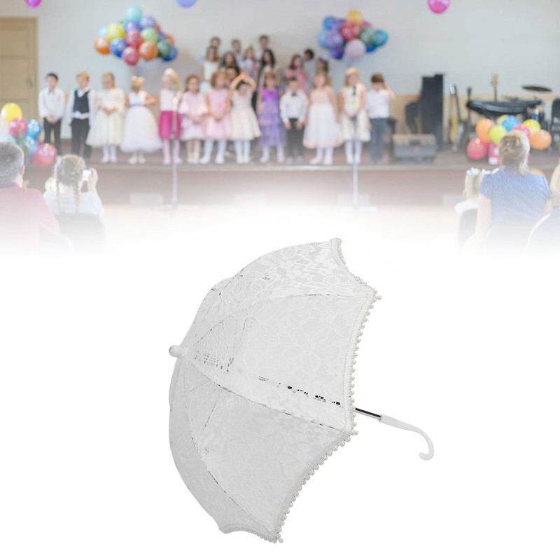 Lace Wedding Umbrella Romantic Embroidery Flower Bridal Umbrella Ergonomic Handle