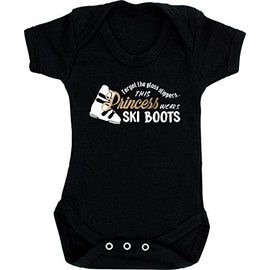 Hippowarehouse Forget The Glass Slippers This Princess Wears Ski Boots Baby Vest Bodysuit (Short Sleeve) Boys Girls Black