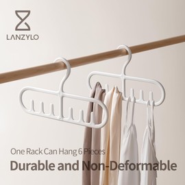 LANZYLO Bra Hanger for Closet, 2 Pack Tank Top Hanger 6 Hooks Capacity Foldable Plastic Space Saving Hanger Closet Organizers and Storage for Dorm & Apartment for Tank Top, Bra, Scarf