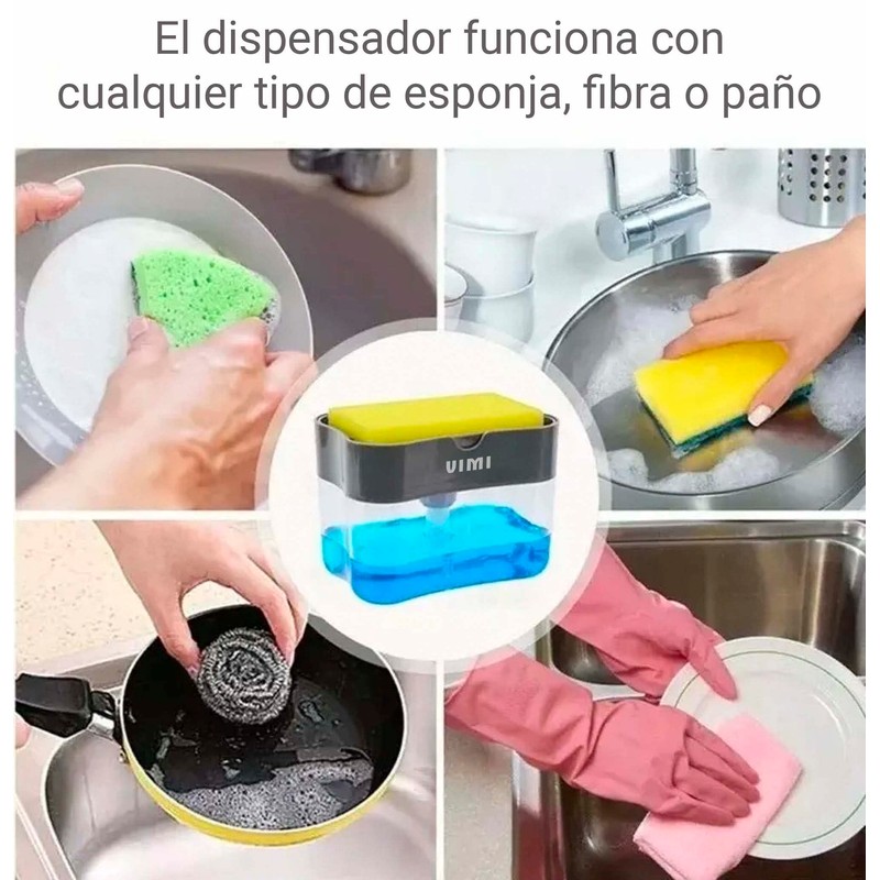 Vimi Dispensador De Jabón Líquido Lava Trastes Cubiertos (Negro)