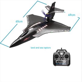 KUJOBUY Raptor H650 Sea Land Air 19 inch Wingspan 2.4GHz 6CH Smart Balance EPP RC Airplane Warbird Fighter Seaplane RTF, Sea-Land-Air RC Airplane RTF, Beginner-Friendly (Black)