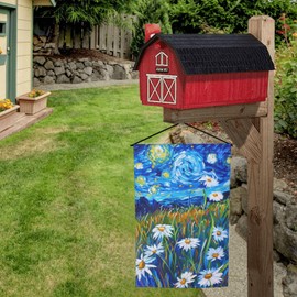 Van Gogh'S Starry Night Daisies Garden Flag 12x18 Inch Double Sided, Daisies Yard Flag For Outdoor, Summer Seasonal Decors For Farmhouse Holiday Outside