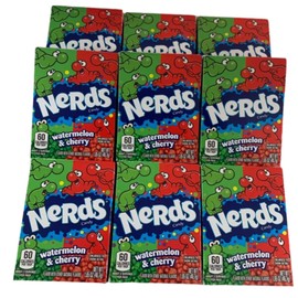 Nerds Watermelon and Cherry - 46.7g box Lollies - 9 Pack Bulk - Confectionery for Any Occassion or Event - Classic Sweeties in a Box