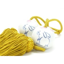 Kutani Ware (Kodama Fuuzen Shirousei Yoshino, Nagamaru, White, Total Length 9.1 inches (23 cm) (including tassels)