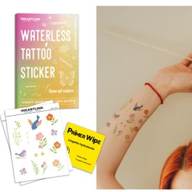 INKARTLINK No water needed,Semi-permanent tattoos,adult,fake tattoos,Set of 2,Waterproof,Realistic,Lasts 3~5 days，Gift,Pool,Selfie(Bird & Blooms)
