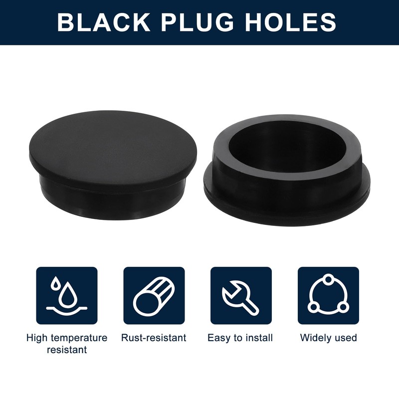 sourcing map 2 Pcs Black Plug Holes, Waterproof Rubber Button