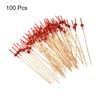 uxcell Cocktail Toothpicks, 100Pcs 4.72" Bamboo Red Pearl Bead Long